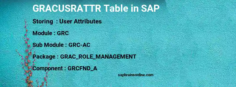 SAP GRACUSRATTR table