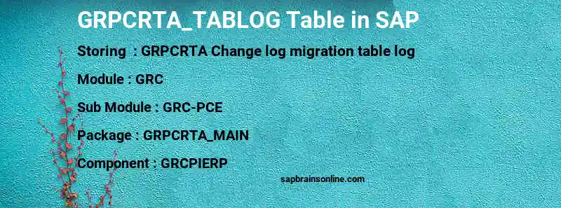 SAP GRPCRTA_TABLOG table