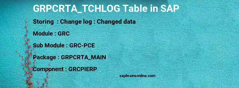 SAP GRPCRTA_TCHLOG table