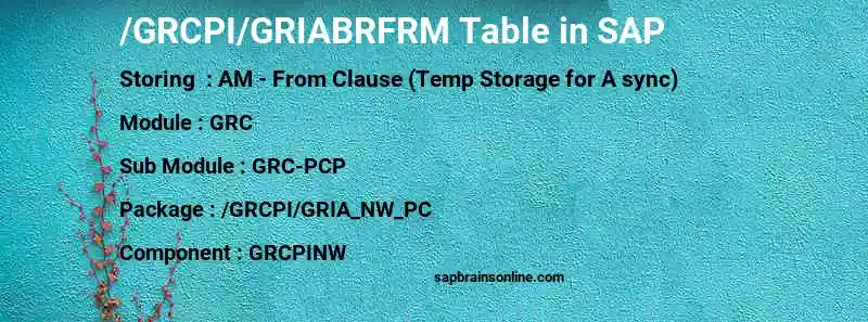 SAP /GRCPI/GRIABRFRM table
