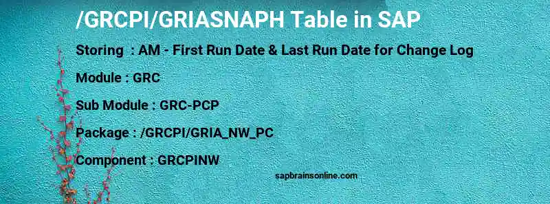 SAP /GRCPI/GRIASNAPH table