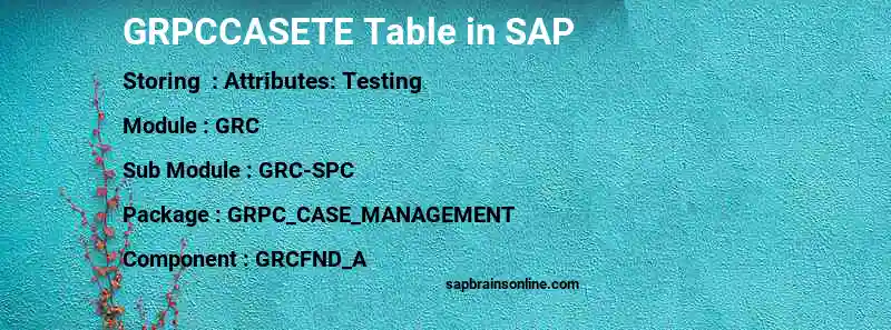 SAP GRPCCASETE table
