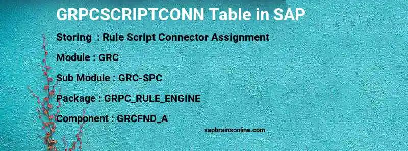 SAP GRPCSCRIPTCONN table