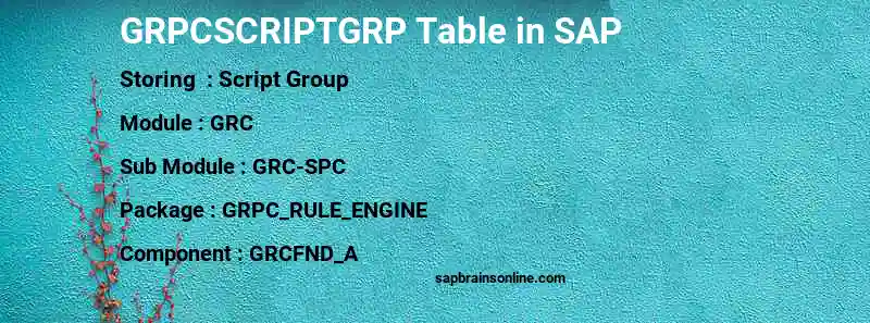 SAP GRPCSCRIPTGRP table