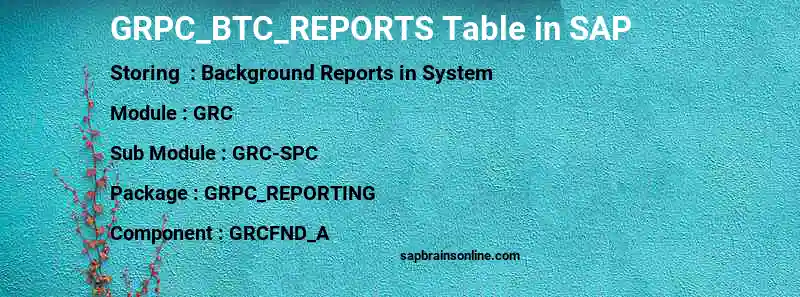 SAP GRPC_BTC_REPORTS table