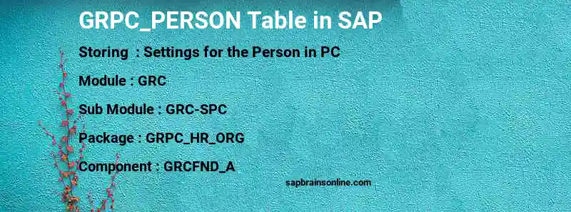 SAP GRPC_PERSON table