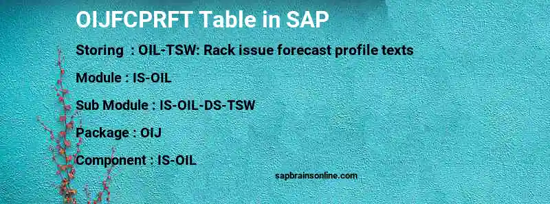 SAP OIJFCPRFT table