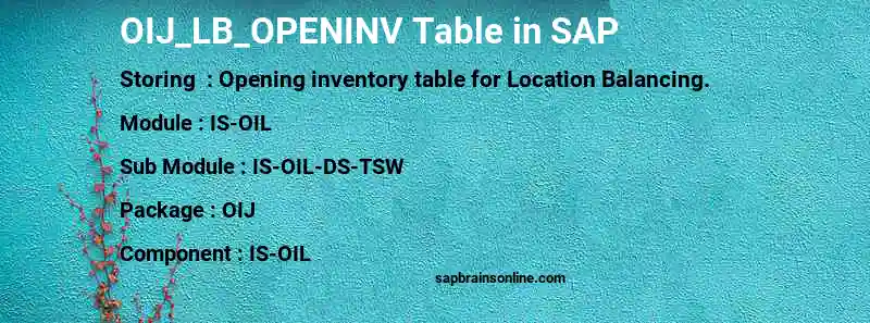 SAP OIJ_LB_OPENINV table