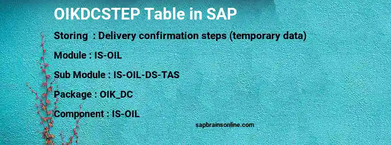 SAP OIKDCSTEP table
