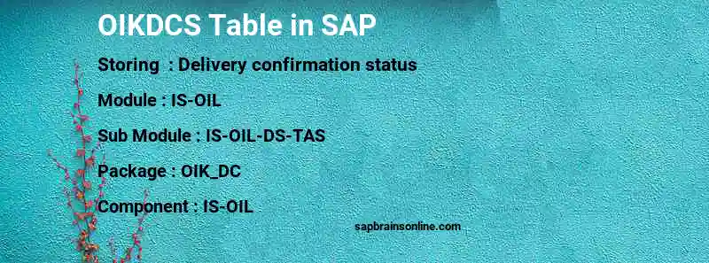 SAP OIKDCS table