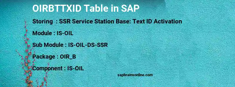 SAP OIRBTTXID table