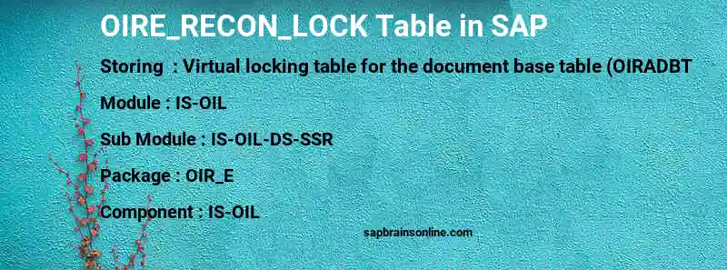 SAP OIRE_RECON_LOCK table