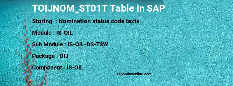 SAP TOIJNOM_ST01T table