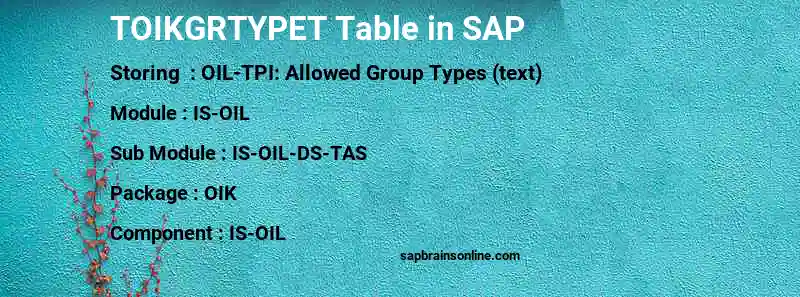 SAP TOIKGRTYPET table