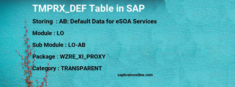 SAP TMPRX_DEF table