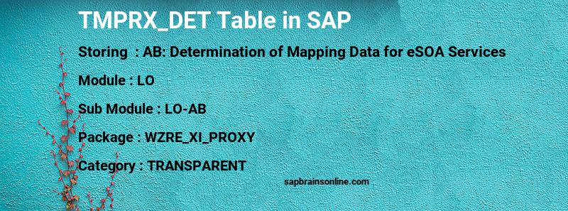 SAP TMPRX_DET table