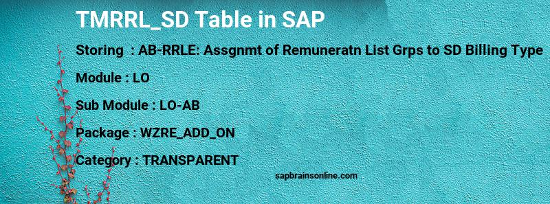 SAP TMRRL_SD table