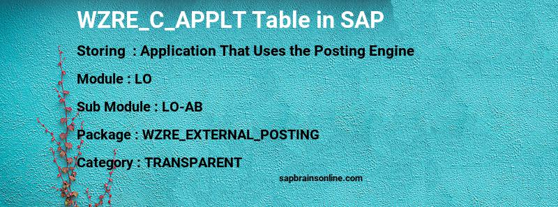 SAP WZRE_C_APPLT table