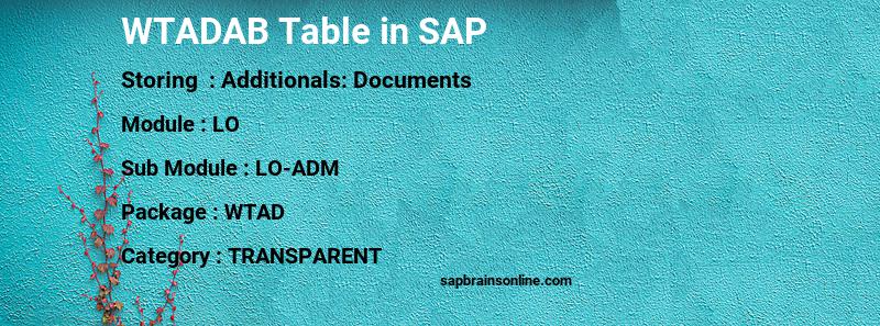 SAP WTADAB table