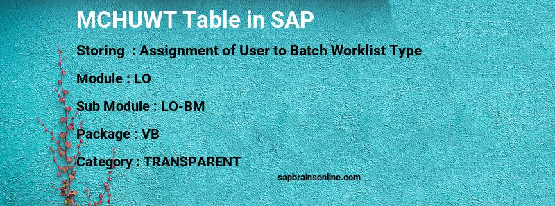 SAP MCHUWT table