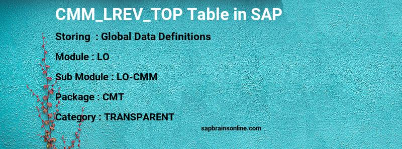 SAP CMM_LREV_TOP table