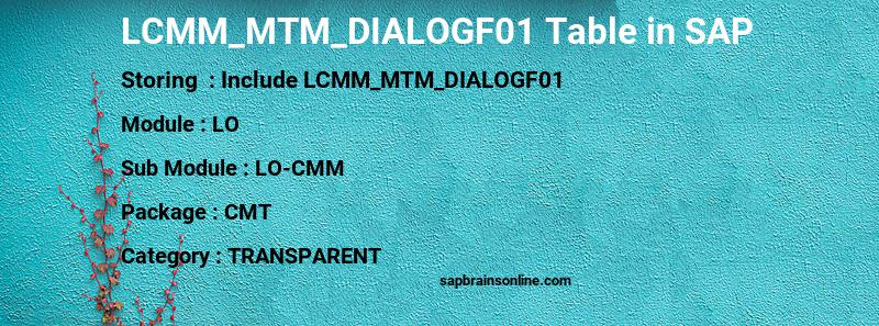 SAP LCMM_MTM_DIALOGF01 table
