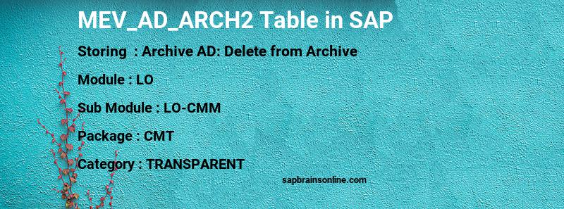 SAP MEV_AD_ARCH2 table
