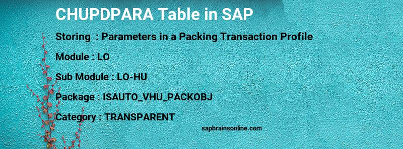 SAP CHUPDPARA table