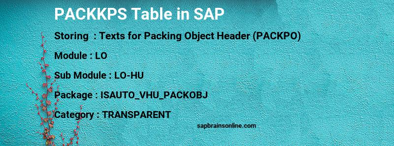 SAP PACKKPS table