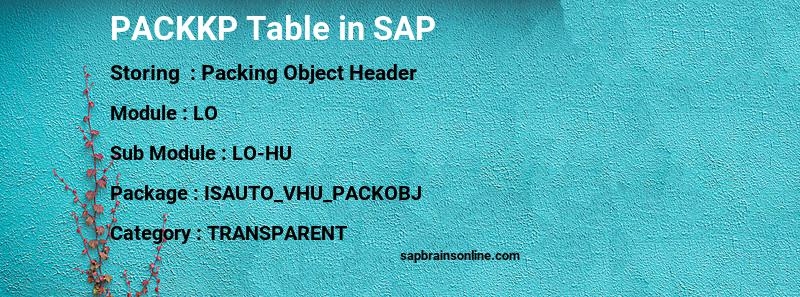SAP PACKKP table
