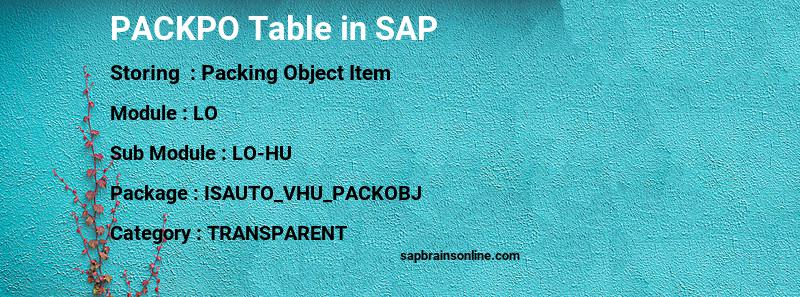 SAP PACKPO table