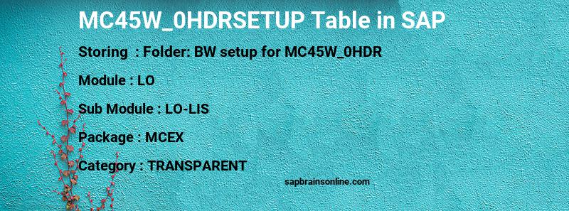 SAP MC45W_0HDRSETUP table