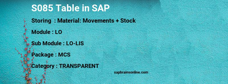 SAP S085 table