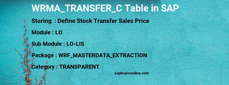 SAP WRMA_TRANSFER_C table