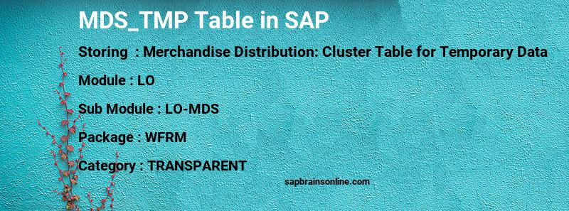 SAP MDS_TMP table