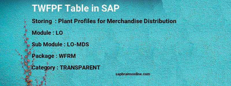 SAP TWFPF table