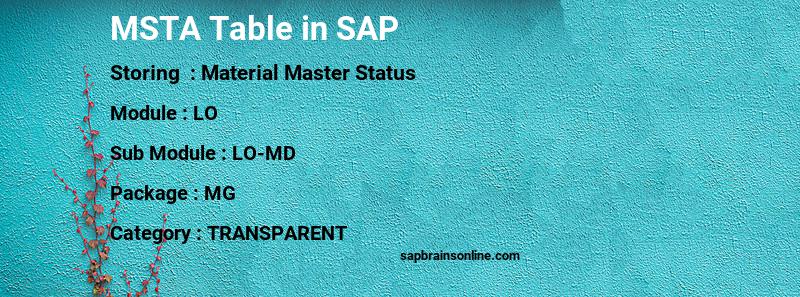 SAP MSTA table