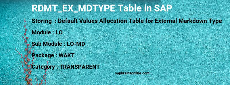 SAP RDMT_EX_MDTYPE table