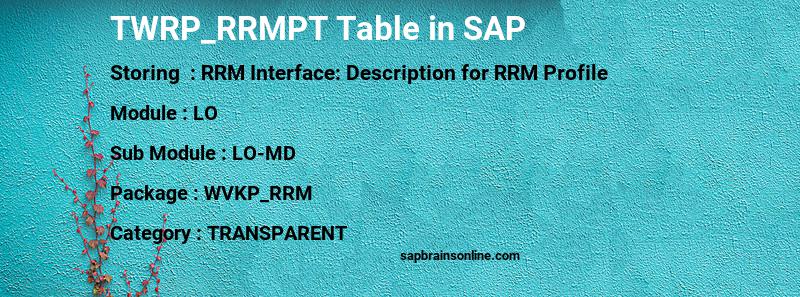 SAP TWRP_RRMPT table