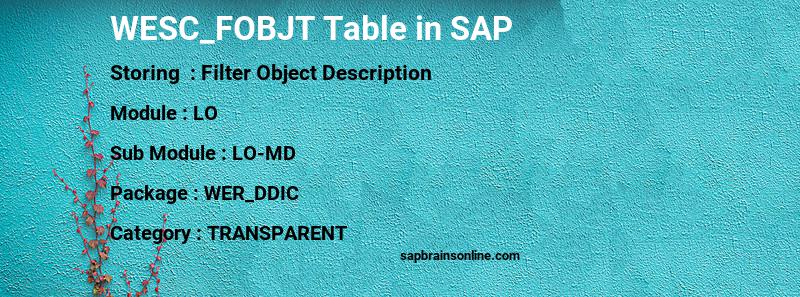 SAP WESC_FOBJT table