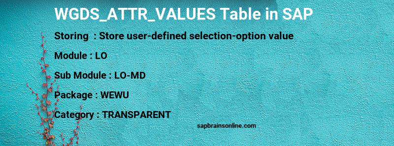 SAP WGDS_ATTR_VALUES table
