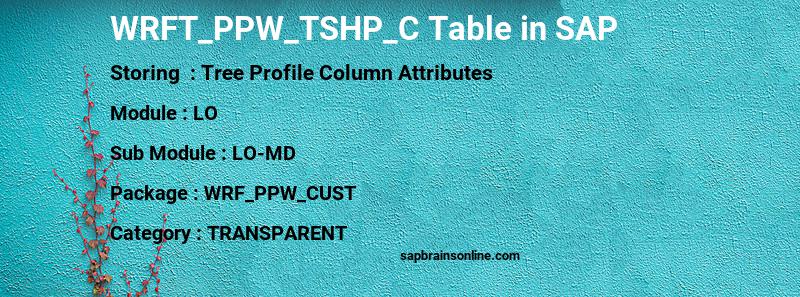 SAP WRFT_PPW_TSHP_C table
