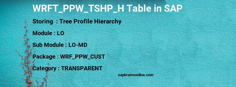 SAP WRFT_PPW_TSHP_H table