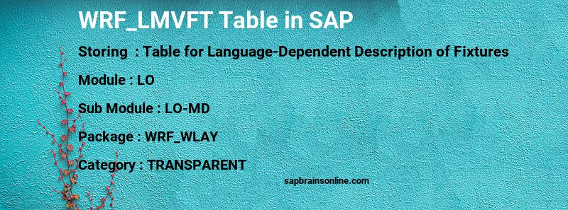 SAP WRF_LMVFT table