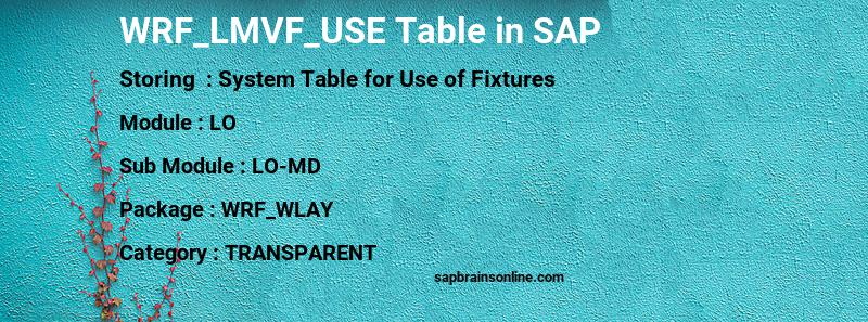 SAP WRF_LMVF_USE table