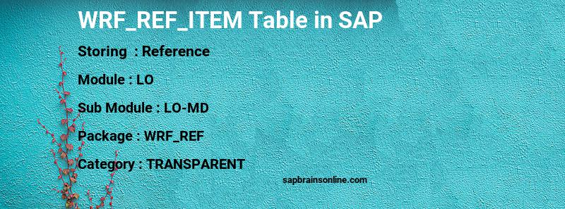 SAP WRF_REF_ITEM table