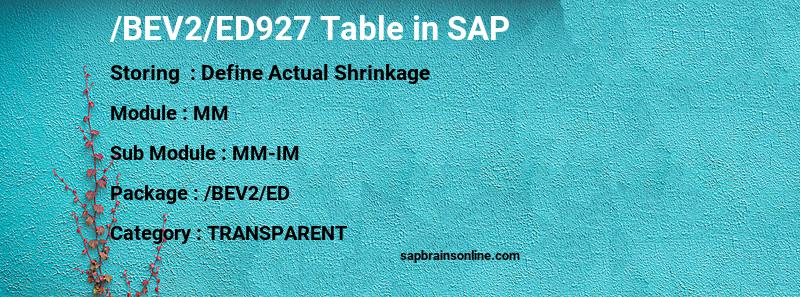 SAP /BEV2/ED927 table