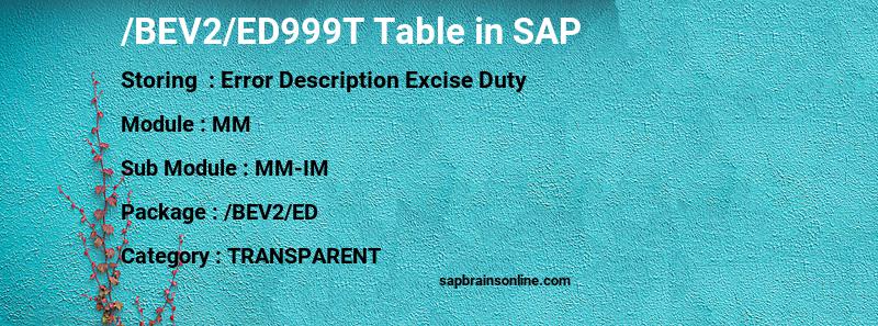 SAP /BEV2/ED999T table