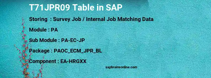 SAP T71JPR09 table