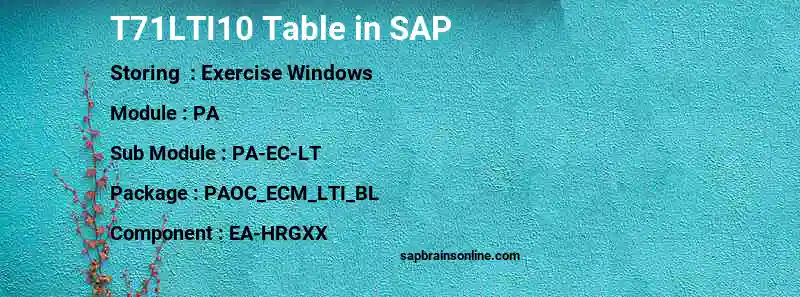 SAP T71LTI10 table